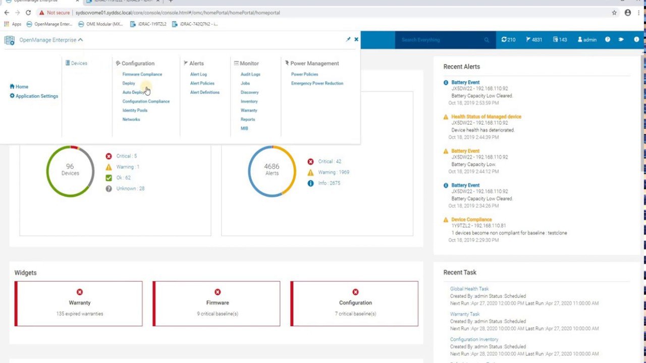 OpenManage Enterprise home dashboard