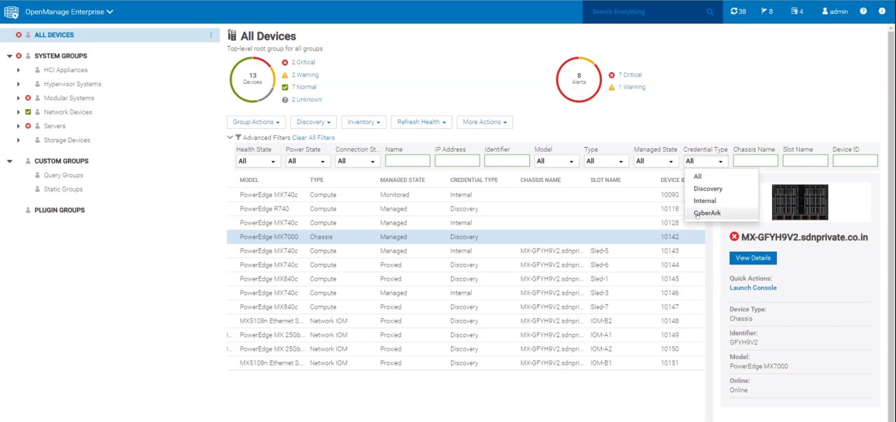OpenManage Enterprise All Devices view